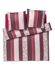 JOOP | Linge de lit en satin PAISLEY STRIPES 2x70x90cm/140x200cm Noir | Rouge foncé