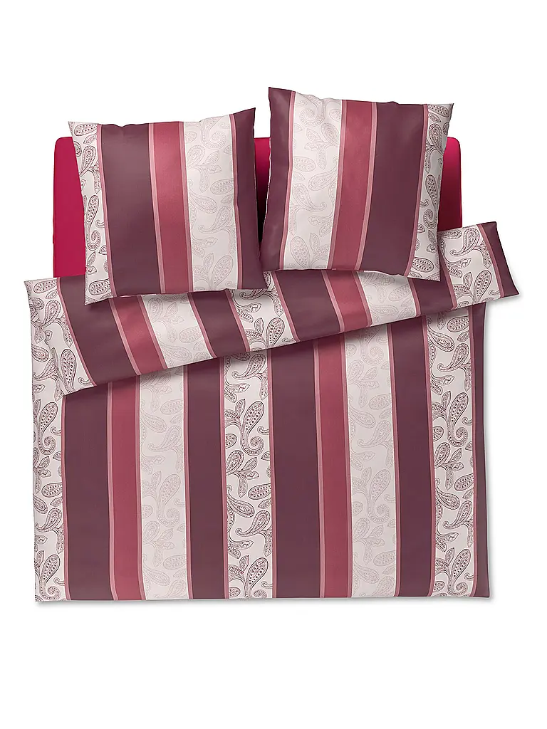 JOOP | Linge de lit en satin PAISLEY STRIPES 2x70x90cm/140x200cm Rouge Foncé | dunkelrot