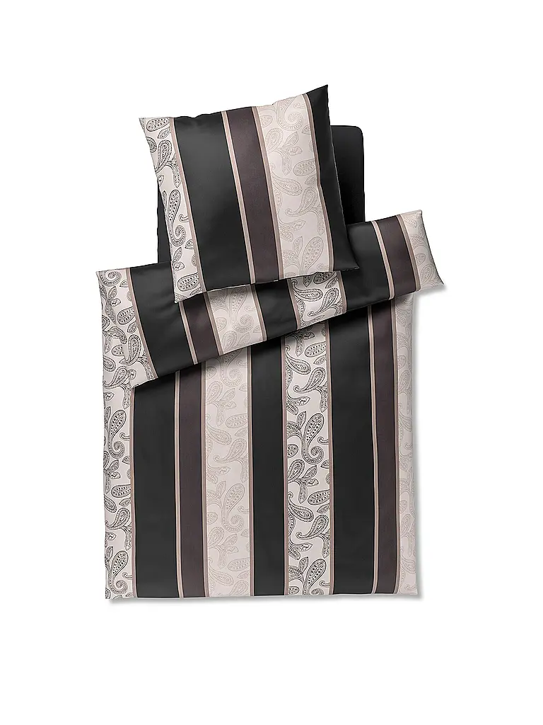 JOOP | Linge de lit en satin PAISLEY STRIPES 70x90cm/140x200cm Noir | schwarz