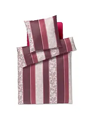JOOP | Linge de lit en satin PAISLEY STRIPES 70x90cm/140x220cm Noir | Rouge foncé