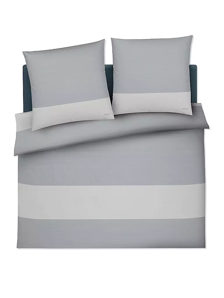 JOOP | Linge de lit en satin SPLIT 2x 70x90cm / 200x200cm Stone | Gris clair
