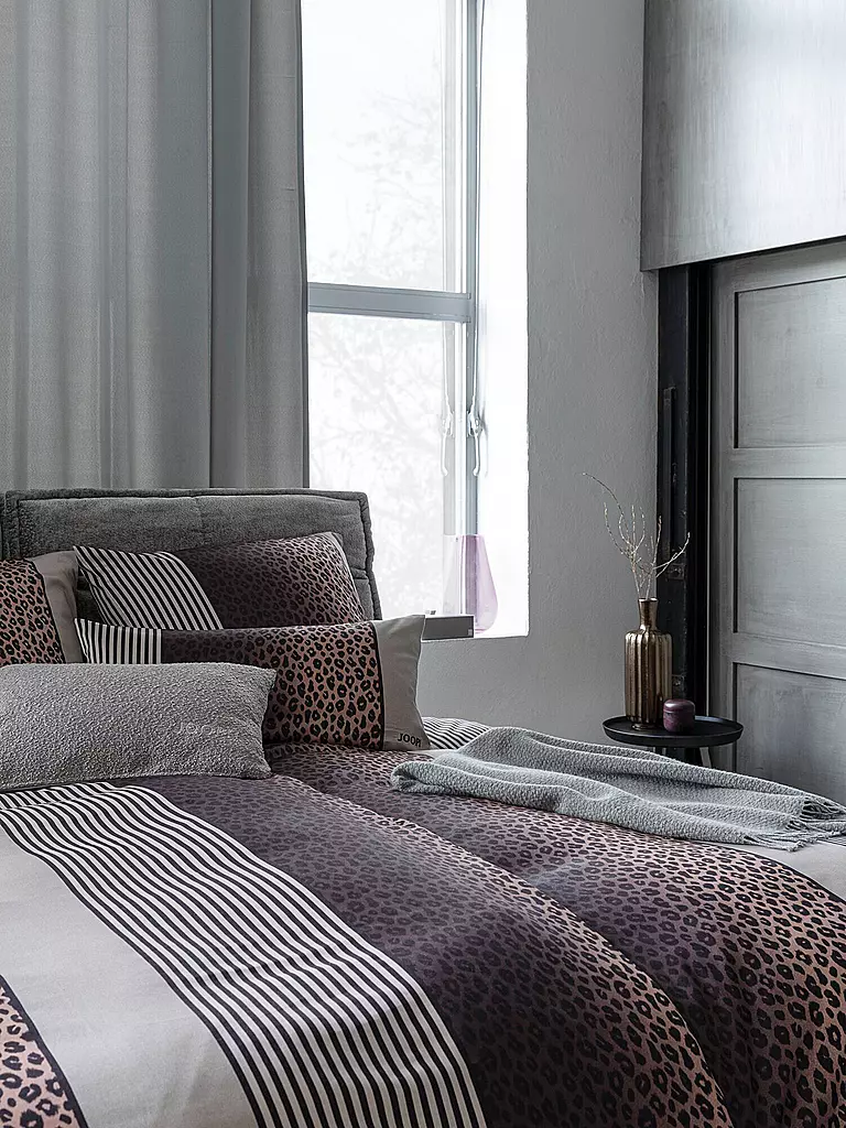 JOOP | Parure de lit en satin LEO 2x 70x90cm / 200x200cm Stone | Gris