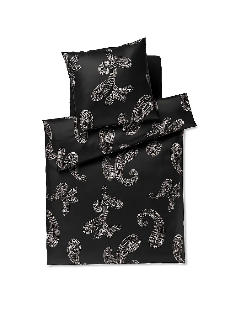 JOOP | Parure de lit en satin PAISLEY 70x90cm/140x200cm Noir | schwarz