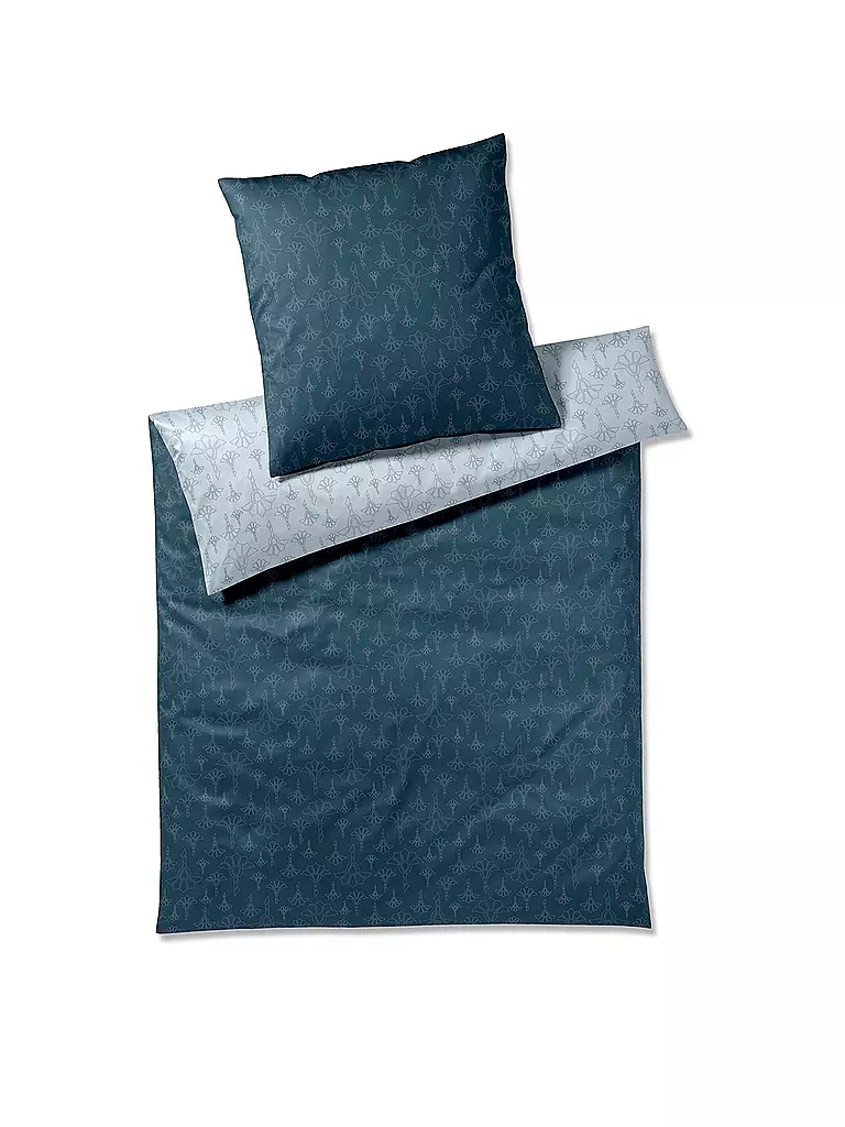 JOOP | Satin Bettwäsche CORNFLOWER GLAM 70x90cm/140x200cm Marine | Bleu foncé