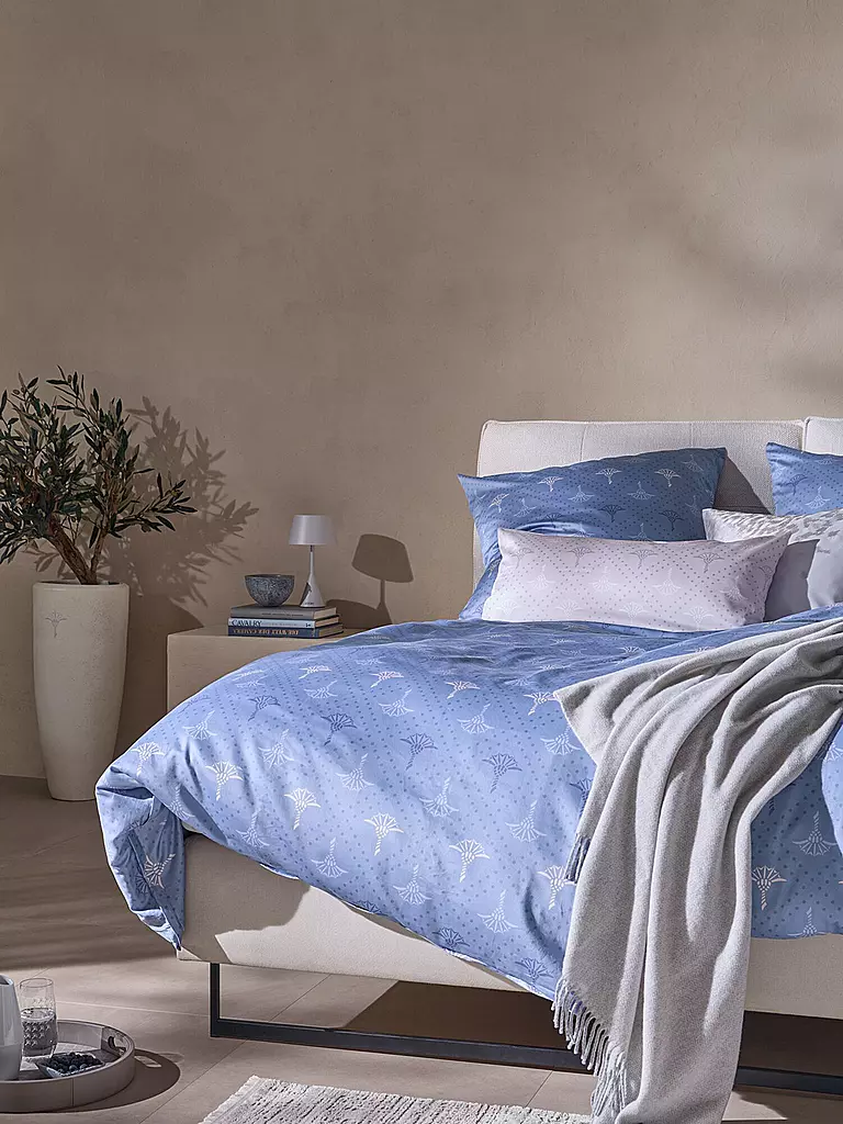 JOOP | Satin-Bettwäsche CORNFLOWER CHARM 70x90 / 140x200cm Ocean  | Bleu clair