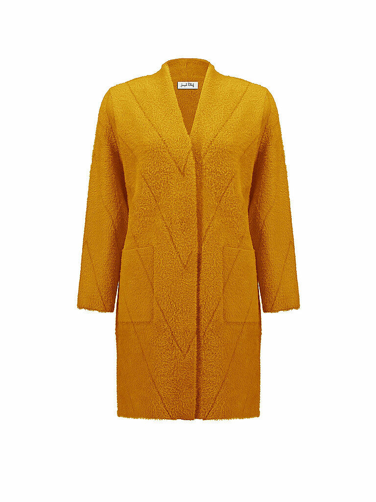 Manteau en fausse fourrure moutarde L