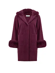 JOSEPH RIBKOFF | Manteau aspect fourrure | Rouge foncé