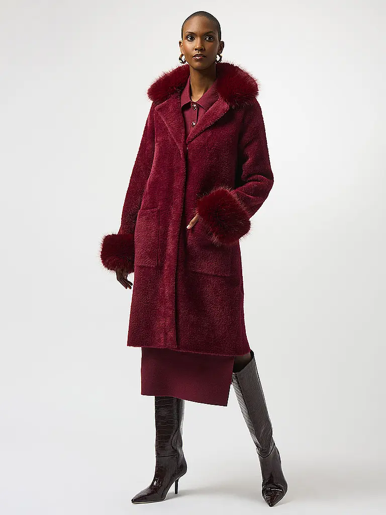 JOSEPH RIBKOFF | Manteau en fausse fourrure | dunkelrot