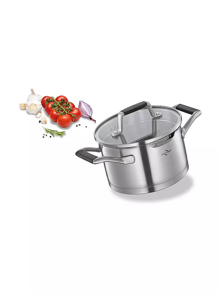 KÜCHENPROFI | Kochtopf  16cm/1,7l BOLOGNA Edelstahl/Schwarz | Argent