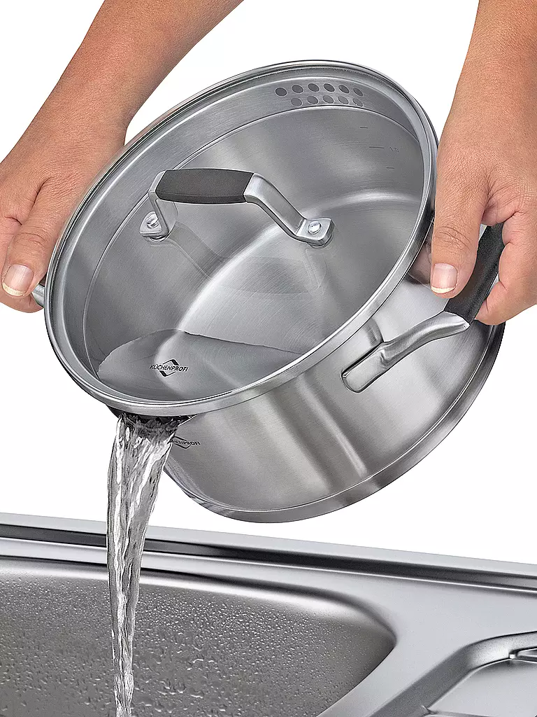 KÜCHENPROFI | Kochtopf  16cm/1,7l BOLOGNA Edelstahl/Schwarz | Argent