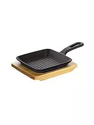 KÜCHENPROFI | Poêle à griller/servir avec planche en bois 23x13,5cm | Noir
