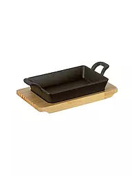 KÜCHENPROFI | Poêle de service rectangulaire avec planche en bois 21,5x12,5cm | Noir