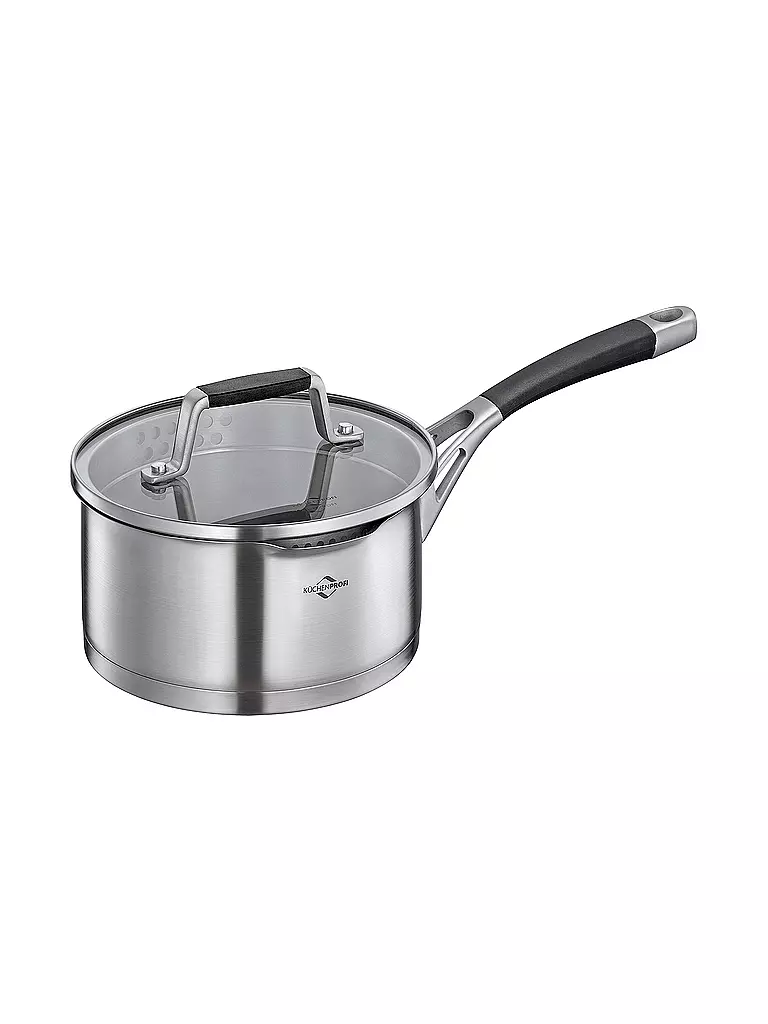 KÜCHENPROFI | Stielkasserolle 16cm/1,5l  BOLOGNA Edelstahl /Schwarz | Argent