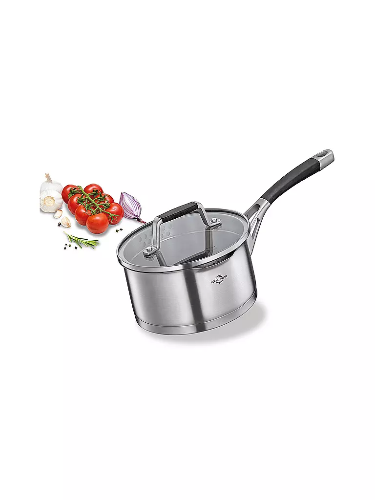KÜCHENPROFI | Stielkasserolle 16cm/1,5l  BOLOGNA Edelstahl /Schwarz | Argent