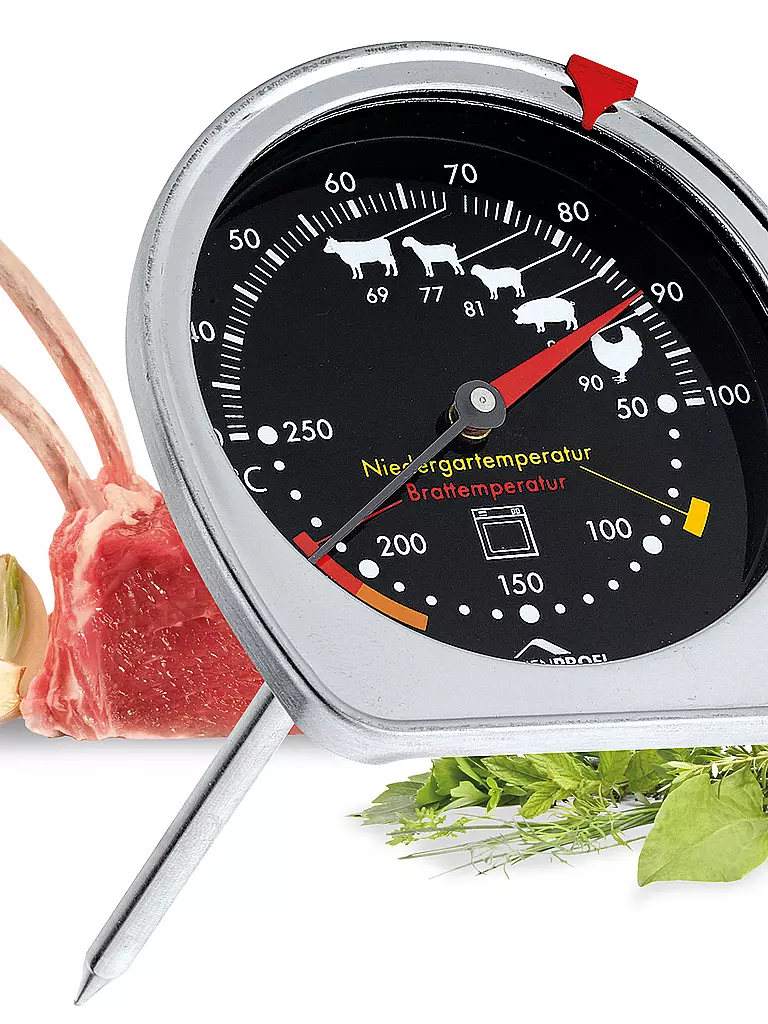 KÜCHENPROFI | Thermomètre pour four/rôtissoire 14cm Noir | schwarz