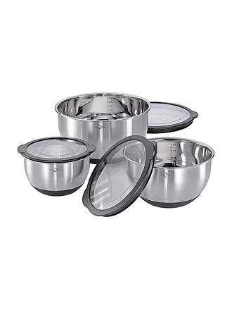 KÜCHENPROFI | Set de bols avec couvercles DELUXE antidérapant, 3 pièces acier inoxydable/silicone