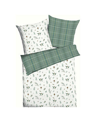 KAEPPEL | Parure de lit en flanelle WINTER GREENS 70x90cm/140x200cm Vert