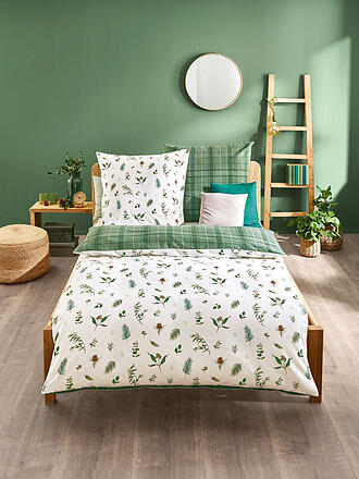KAEPPEL | Parure de lit en flanelle WINTER GREENS 70x90cm/140x200cm Vert
