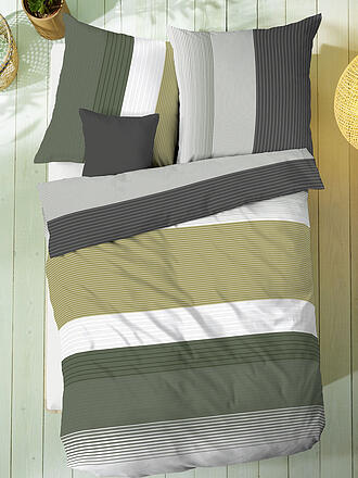 KAEPPEL | Parure de lit en flanelle PROGRESS 70x90cm/140x200cm Olive