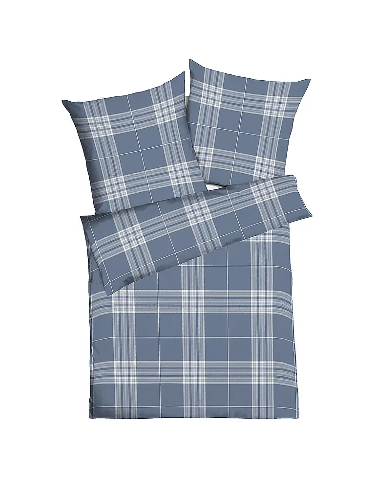 KAEPPEL | Flanelle Linge de lit 70x90cm/140x200cm PURE Bleu | Bleu foncé