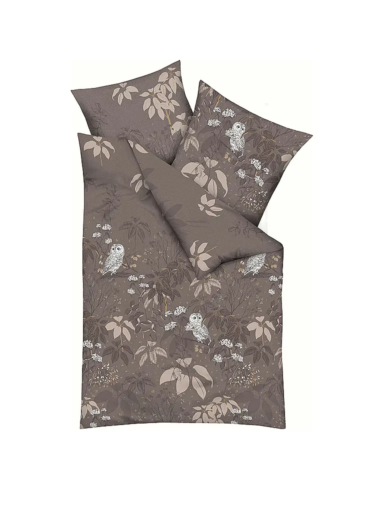 KAEPPEL | Linge de lit en flanelle 70x90cm/140x200cm CHOUETTE DES NEIGES Marron | Marron