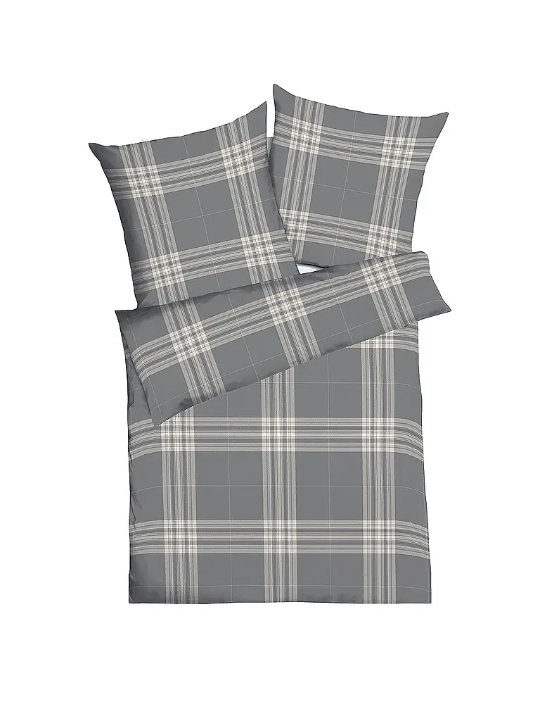 KAEPPEL | Linge de lit en flanelle 70x90cm/140x200cm PURE Anthracite | Gris