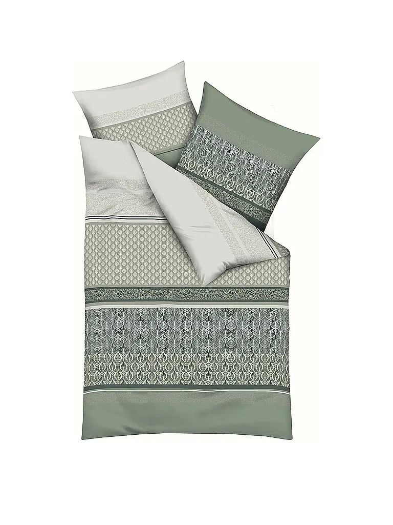KAEPPEL | Linge de lit en flanelle 70x90cm/140x200cm VALENCIA Jade | Vert clair