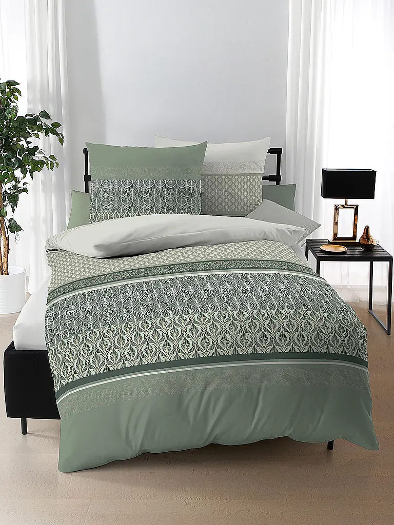 KAEPPEL | Linge de lit en flanelle 70x90cm/140x200cm VALENCIA Jade | Vert clair