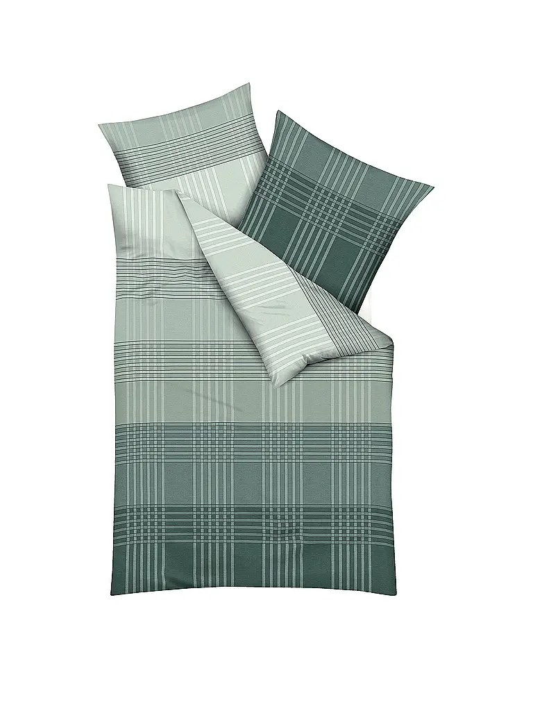 KAEPPEL | Linge de lit en flanelle 70x90cm/140x200cm ZONES Olive | Vert foncé