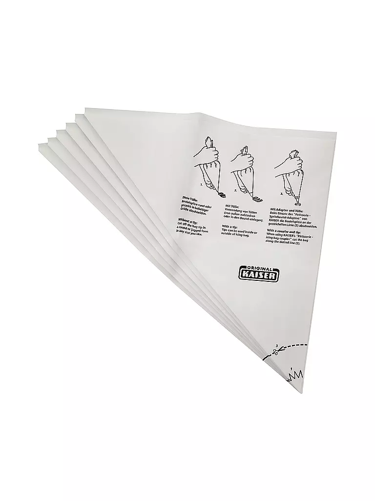 KAISER | Poches à douille jetables 6 pièces | Blanc