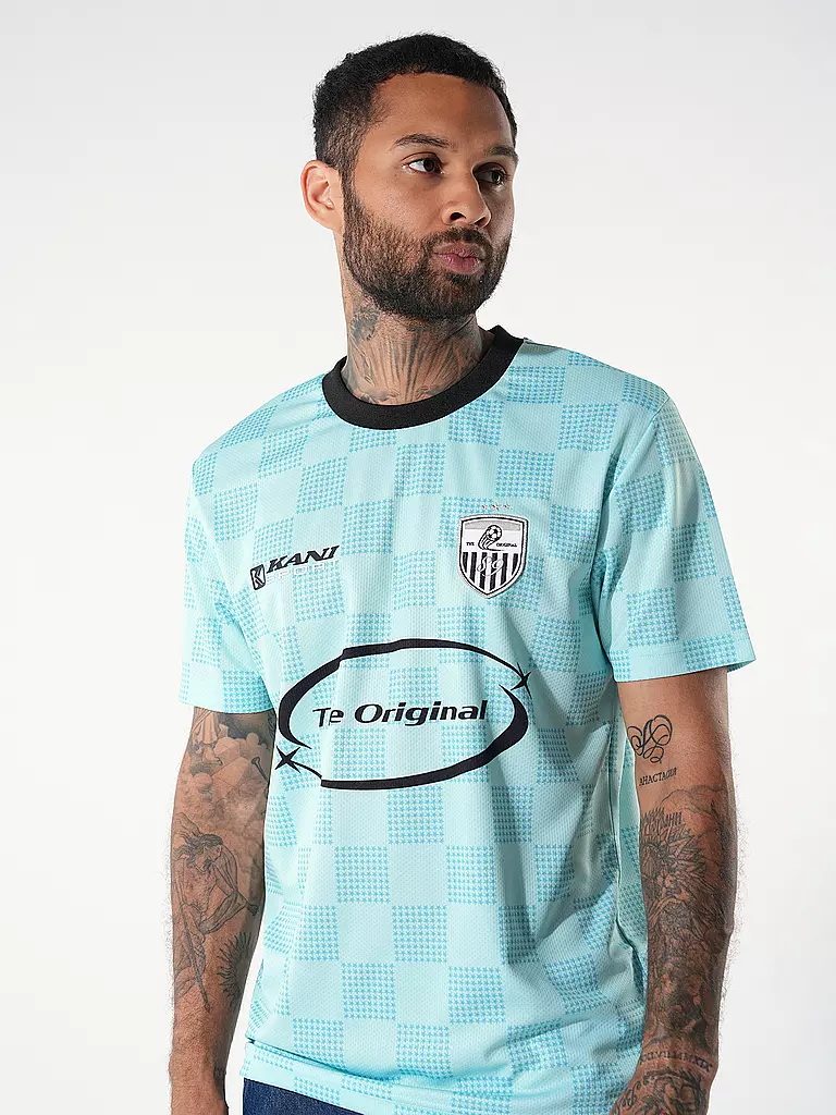 KARL KANI | T-Shirt SPORT STAR CHECK TRIKOT | Bleu clair