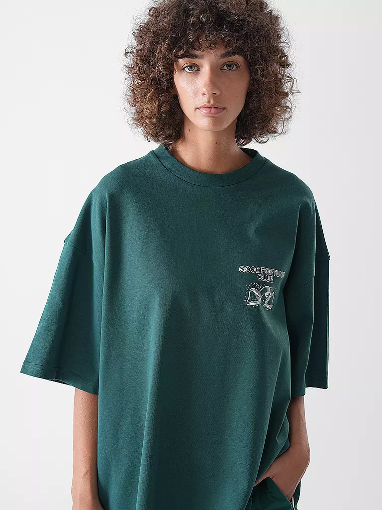 KARO KAUER | T-Shirt Coupe Oversize GOOD FORTUNE | Vert foncé