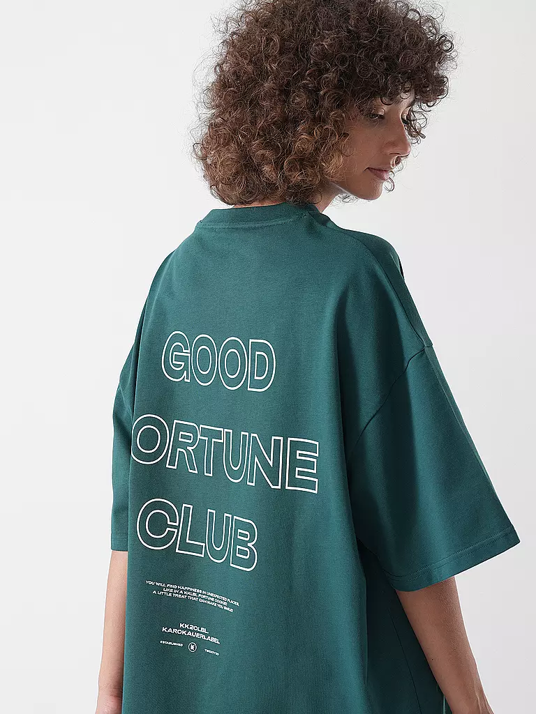 KARO KAUER | T-Shirt Coupe Oversize GOOD FORTUNE | Vert foncé