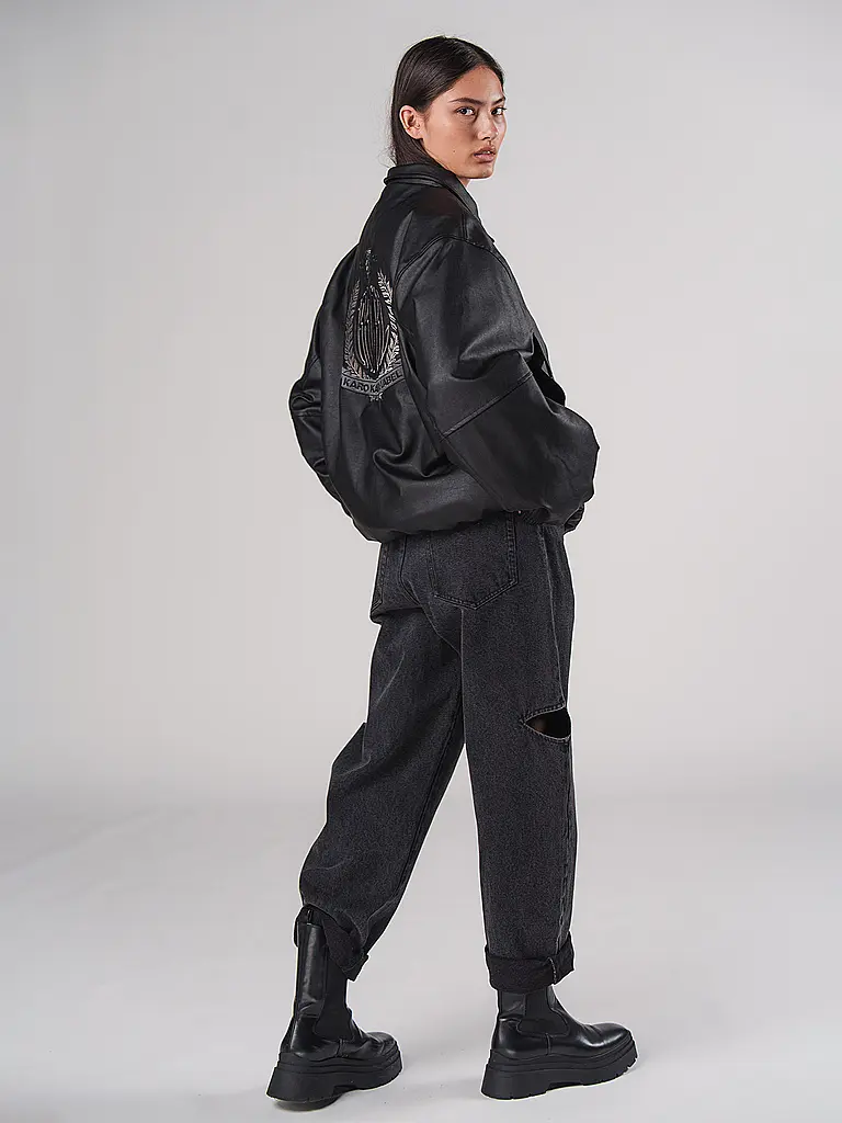 KARO KAUER | Veste aspect cuir | schwarz