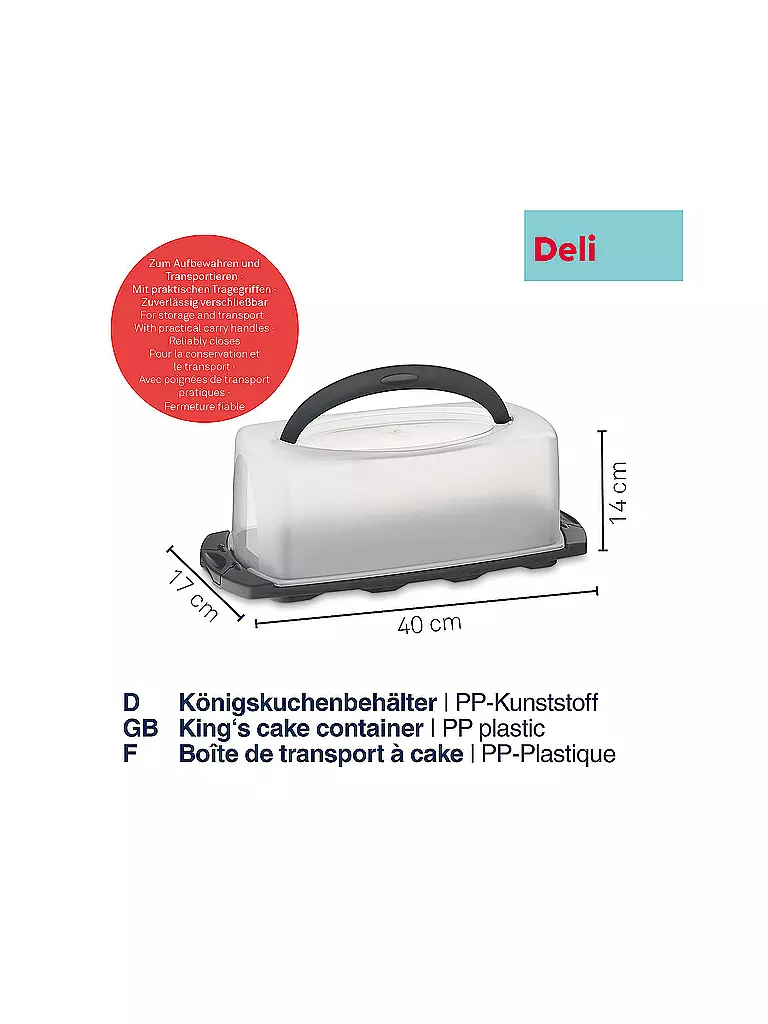 KELA | Boîte à gâteau des rois DELI 40cm Gris graphite | Gris