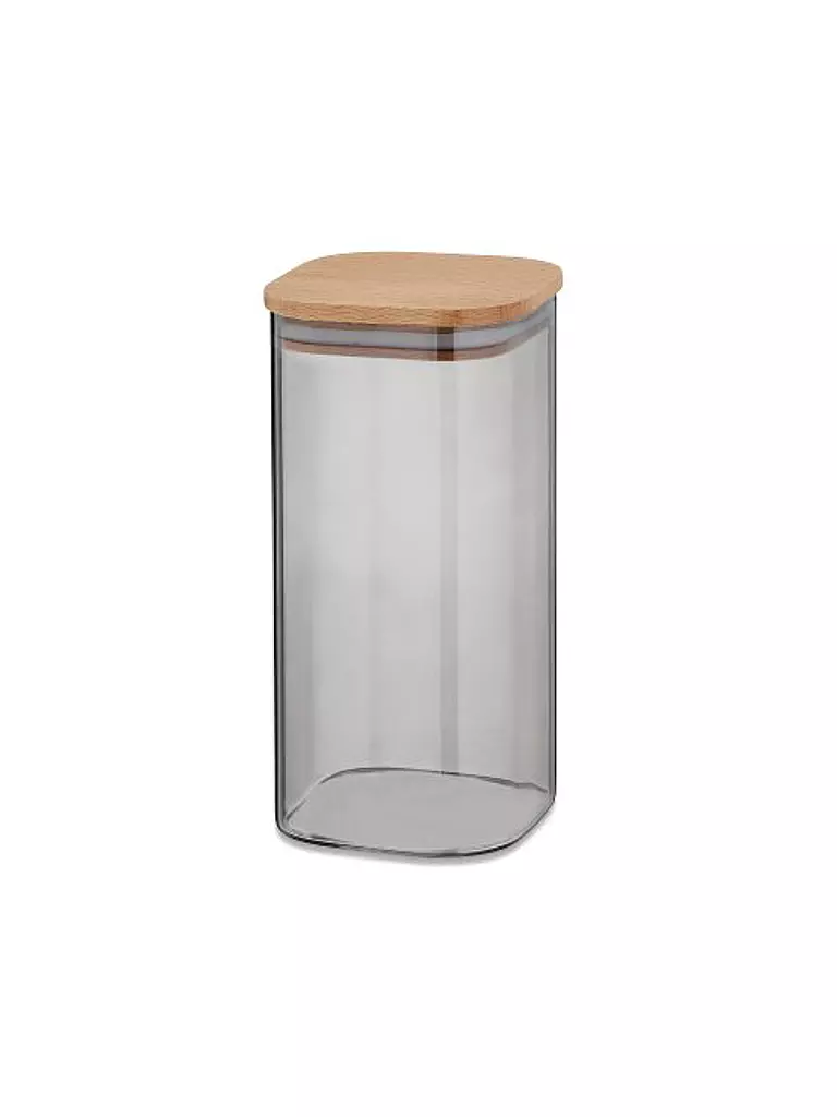 KELA | Boîte de conservation 1,5 l NEA verre/hêtre | Gris