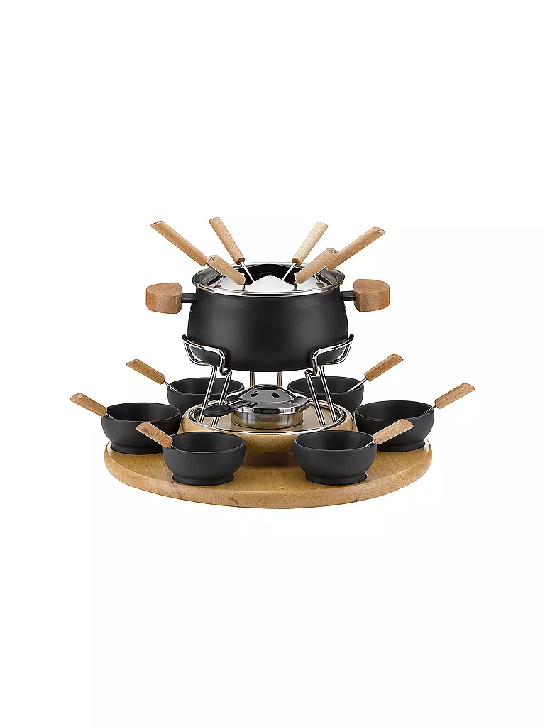 KELA | Fonduekarussell Natura 23 pièces 1,2l Noir/Hêtre | schwarz