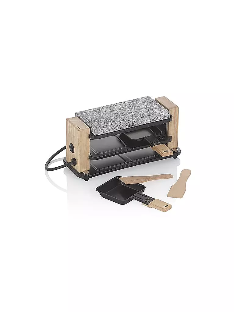 KELA | Raclette Pierre Chaude BEDRETTO pour 2 personnes Granit / Bois | Gris