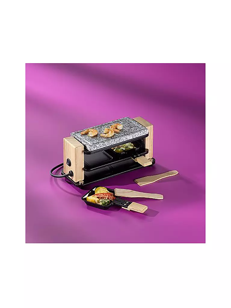 KELA | Raclette Pierre Chaude BEDRETTO pour 2 personnes Granit / Bois | Gris