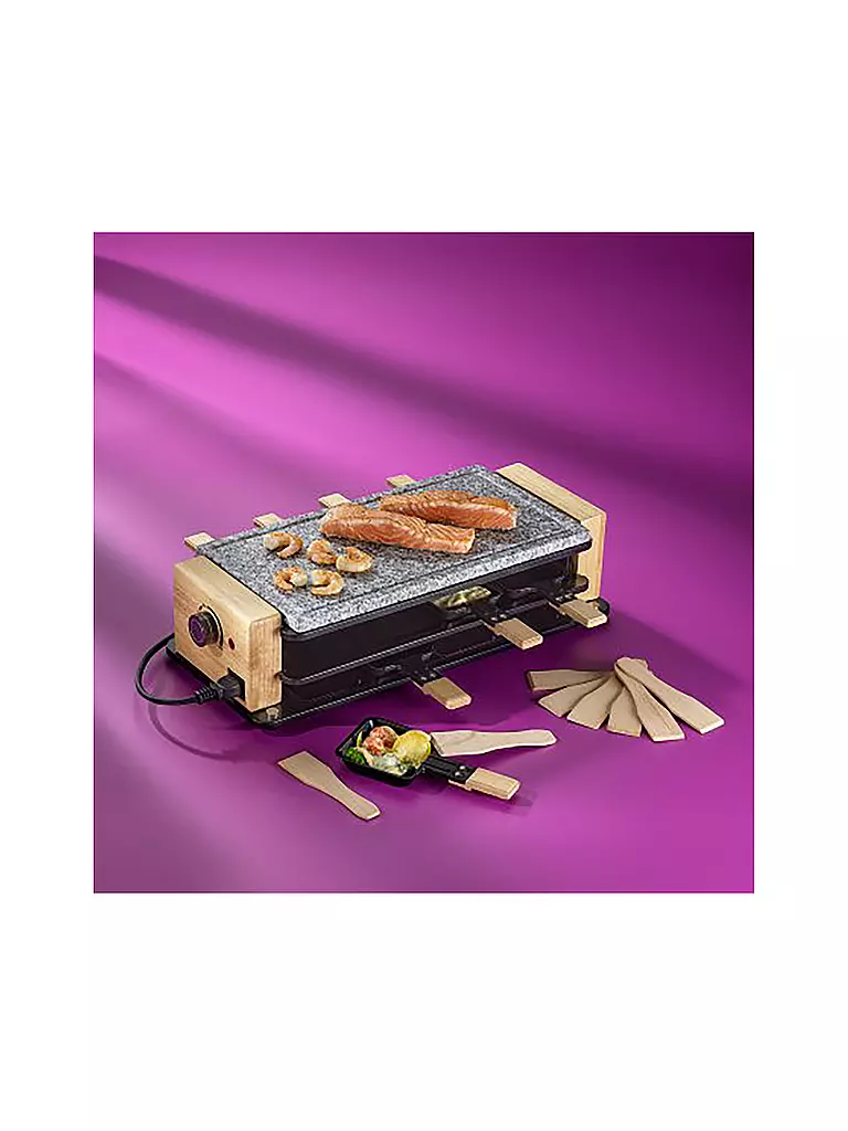 KELA | Raclette Pierre Chaude BEDRETTO pour 8 personnes Granit / Bois | grau