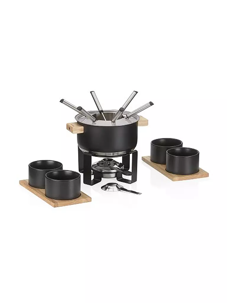 KELA | Set à fondue 16 pièces GUNTEN Noir/Inox | schwarz