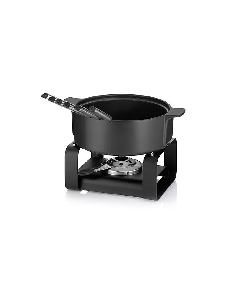 KELA | Set à fondue au fromage 9 pièces ROMAN Céramique Noir | schwarz