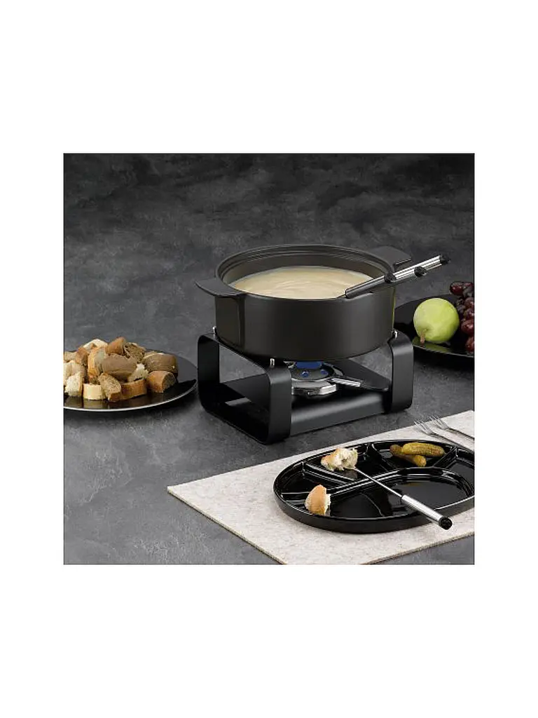 KELA | Set à fondue au fromage 9 pièces ROMAN Céramique Noir | schwarz