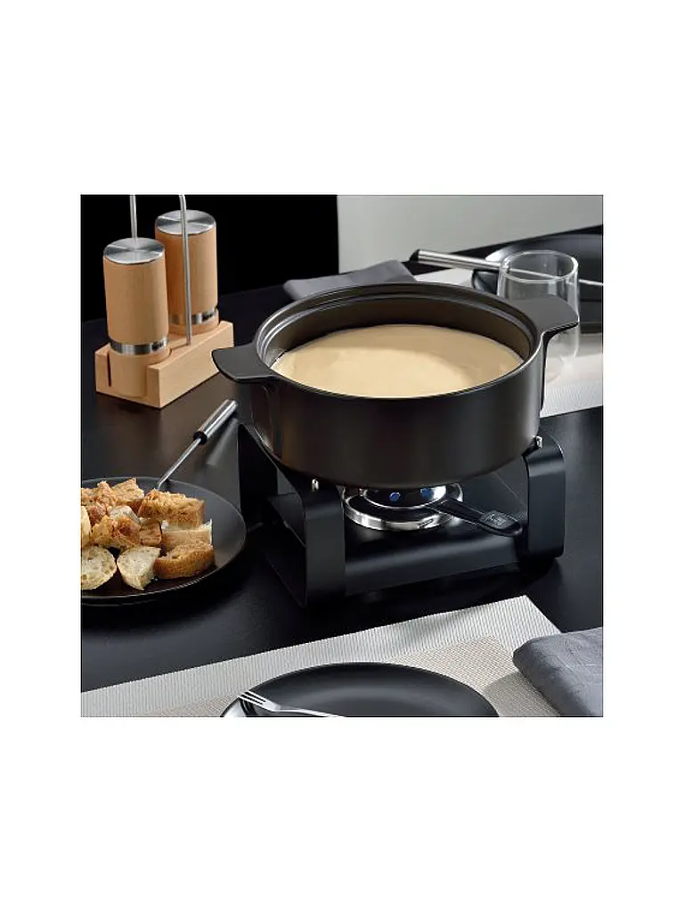 KELA | Set à fondue au fromage 9 pièces ROMAN Céramique Noir | 