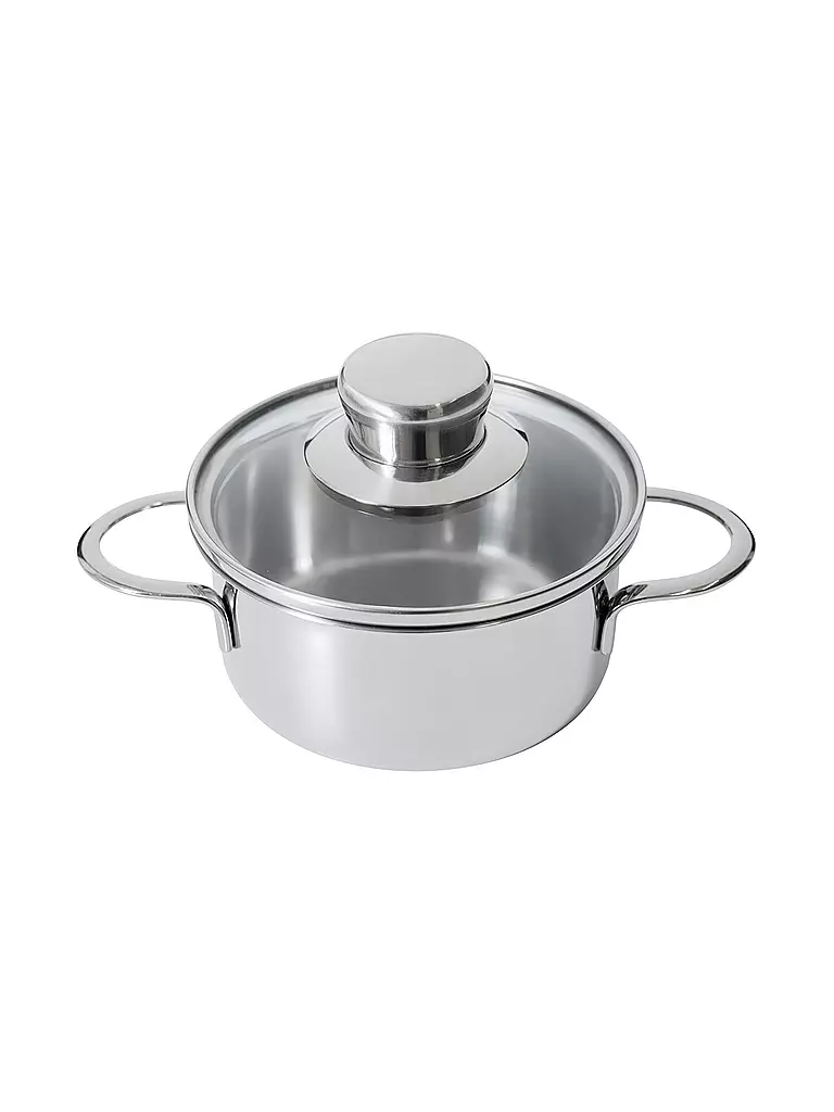 KELOMAT | MINI Casserole avec couvercle en verre 12 cm en acier inoxydable | Argent