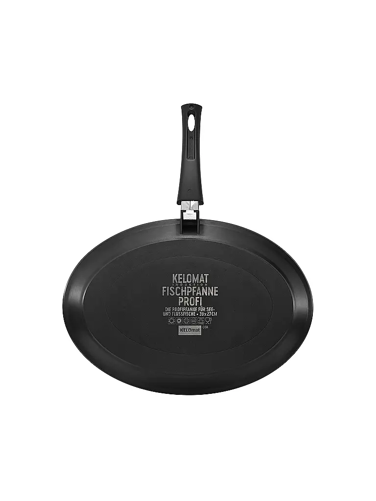 KELOMAT | Poêle à poisson PROFI 39x27cm Inox / Antiadhésif | Noir