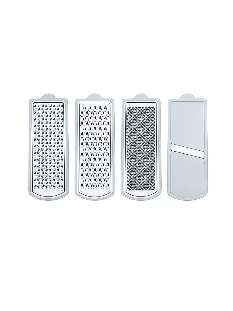 KELOMAT | Râpe universelle avec 4 inserts Transparent Blanc / Acier inoxydable | 