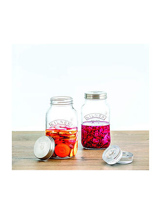 KILNER | Kit de fermentation avec 2 bocaux 1l en verre/acier inoxydable