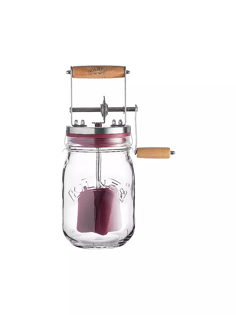KILNER | Beurrier à manivelle 1l verre/acier inoxydable | Transparent