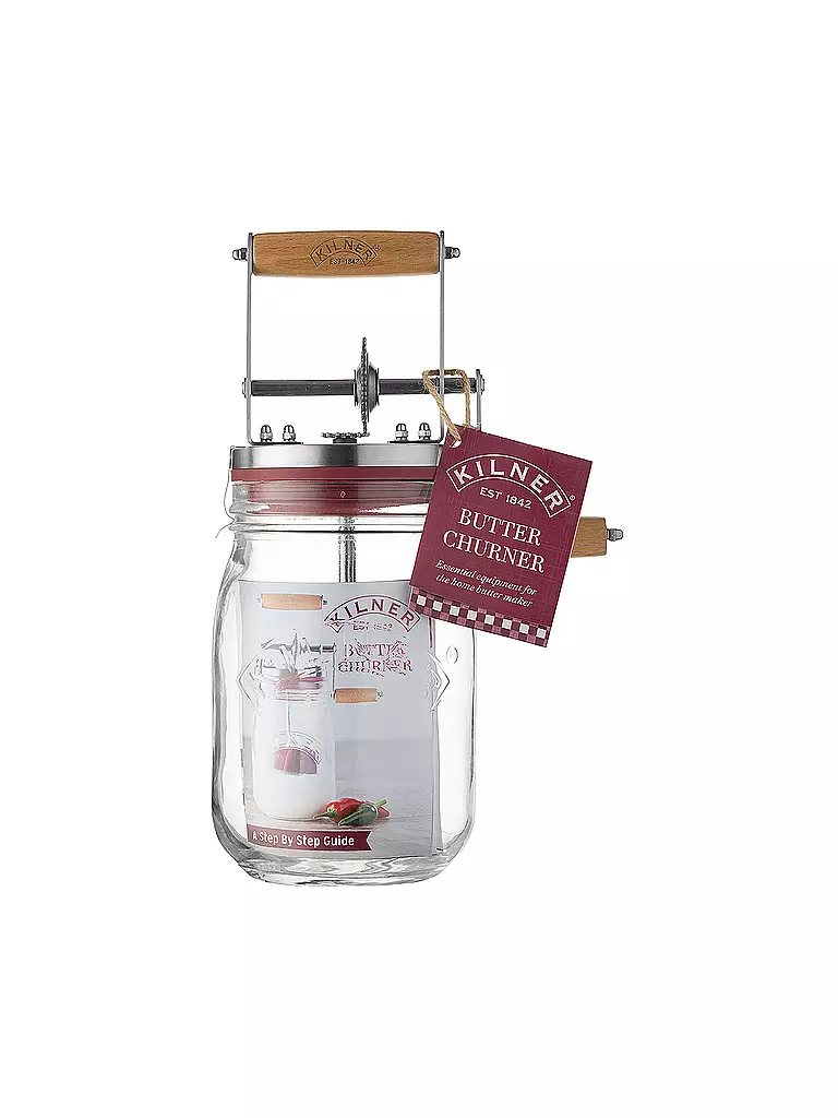 KILNER | Beurrier à manivelle 1l verre/acier inoxydable | Transparent